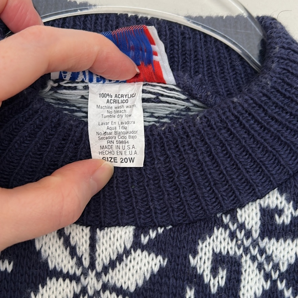 American Pride Vintage Snowflake Fair Isle Sweater - Size 20W - Made‎ in USA - Picture 4 of 5